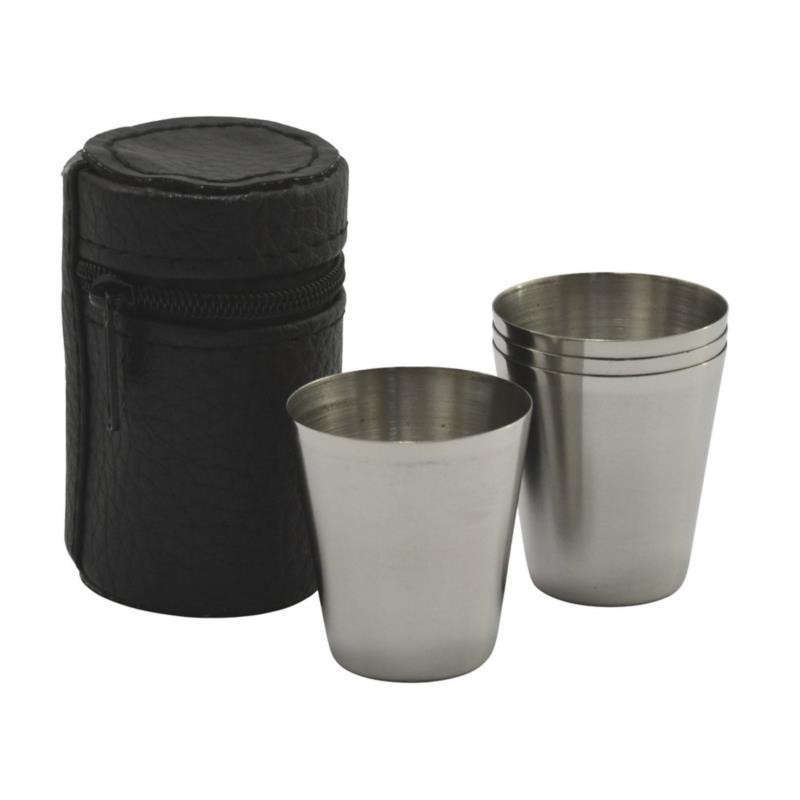 Kieliszki metalowe 30ml 4szt w pokrowcu